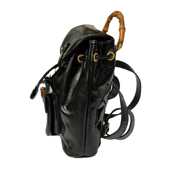 Gucci Black Bamboo Patent Leather Backpack - Picture 4 of 12